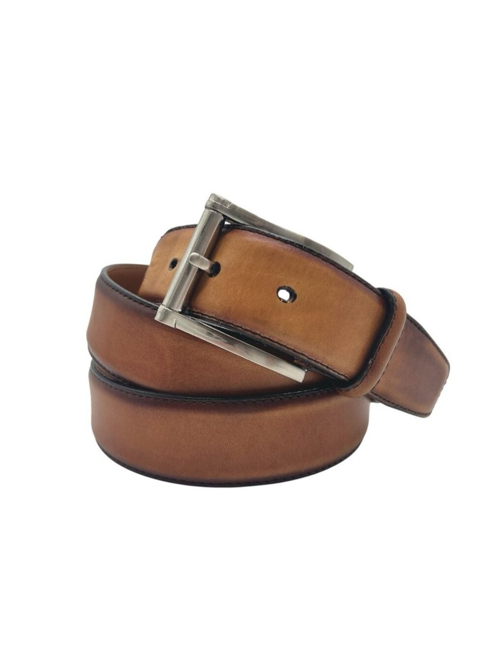 Magnanni CARBON Brown Burnished Leather Belt Men's 40"